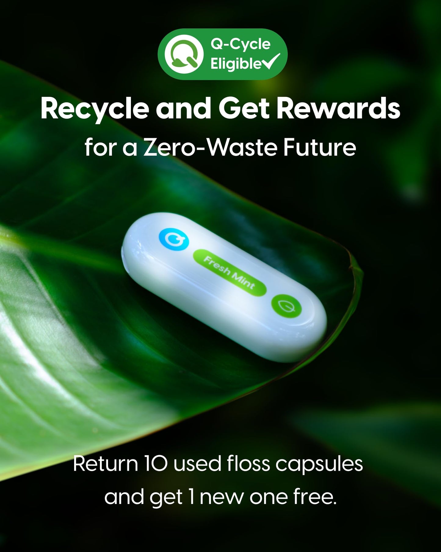 QicoBay Refill Floss Capsule for C1S Flosser – 90 Uses, PFAS-Free, Zero Waste (Unflavored) 3-Pack