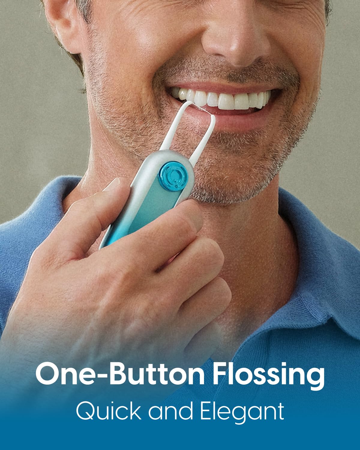 QicoBay UpFlosser P1 – Premium Auto-Restringing Flosser, Capsule & Mirror Case (Glacier Blue)