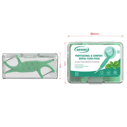 QIERMEI Professional Dental FlossPicks Box Pack 50/150/300 Counts