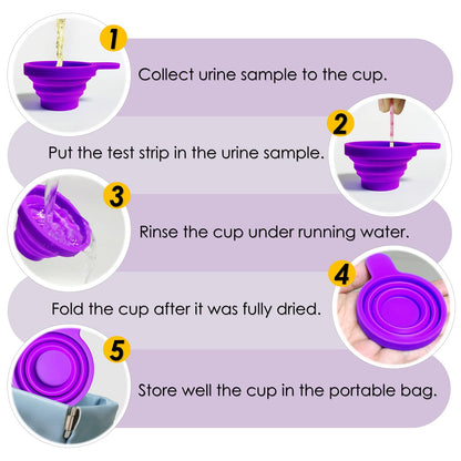 QMARK Collapsible Silicone Pee Cups for Ovulation and Pregnancy Tests – 2 Pack with Travel Case, Reusable