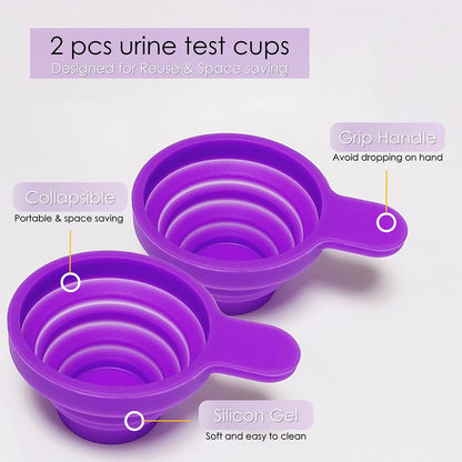 QMARK Collapsible Silicone Pee Cups for Ovulation and Pregnancy Tests – 2 Pack with Travel Case, Reusable