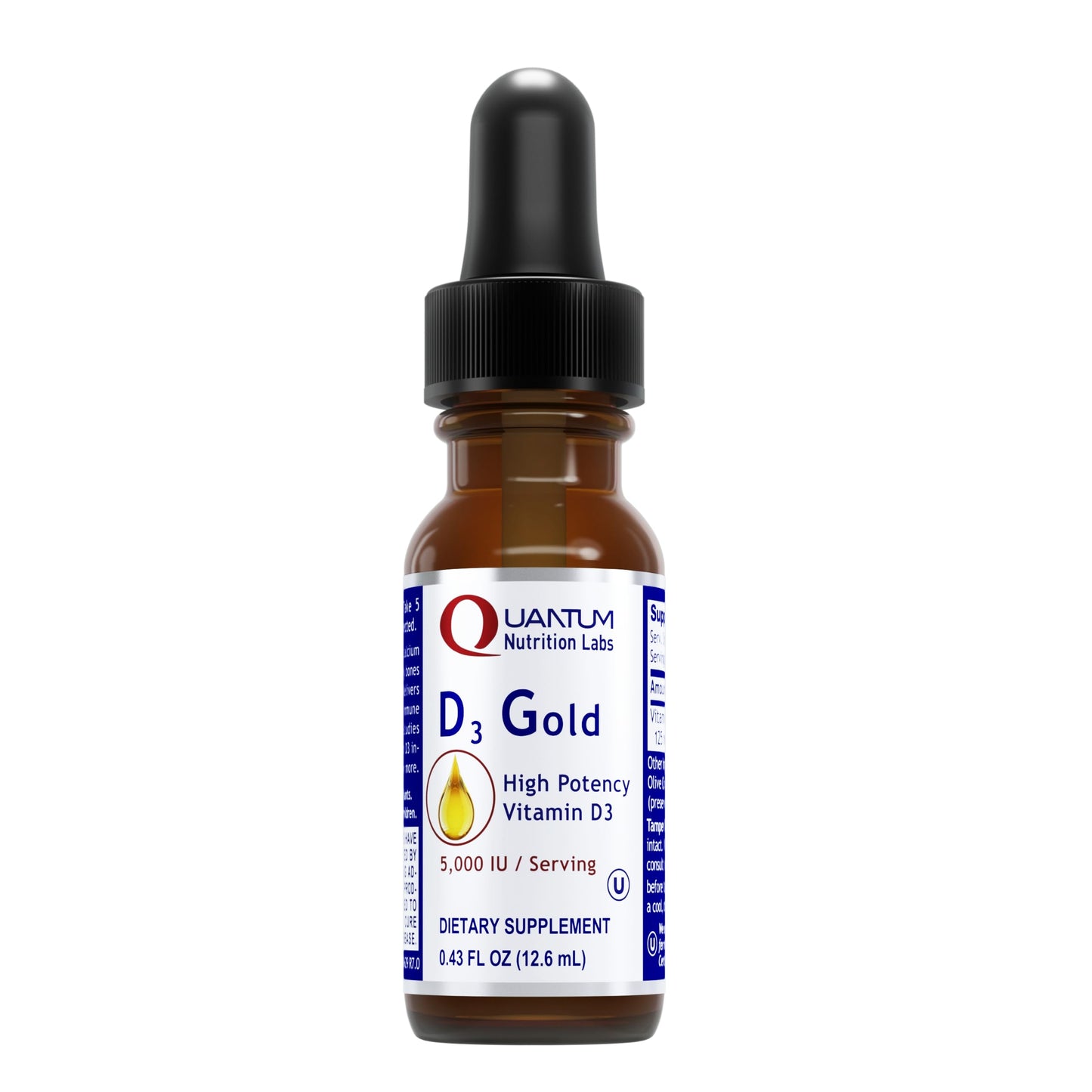 QNL D3 Gold Vitamin D Liquid Drops – Bone Strength, Immune & Cardiovascular Support | 0.43 fl oz