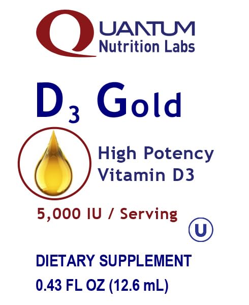 QNL D3 Gold Vitamin D Liquid Drops – Bone Strength, Immune & Cardiovascular Support | 0.43 fl oz