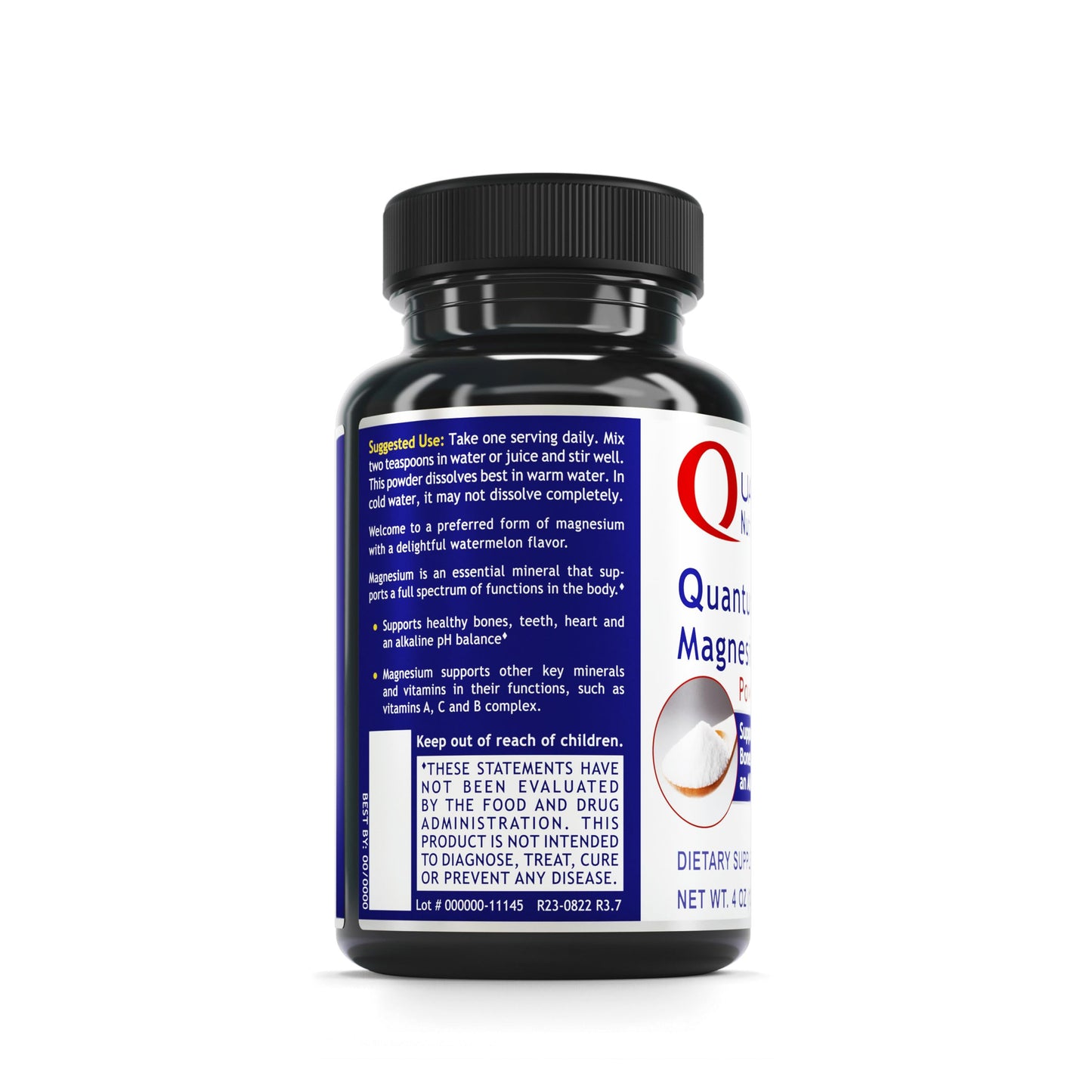 QNL Quantum Magnesium Powder – Watermelon Flavor (4 oz) – Vegan Magnesium Lactate for Bone, Teeth & Heart Health | Immune Support