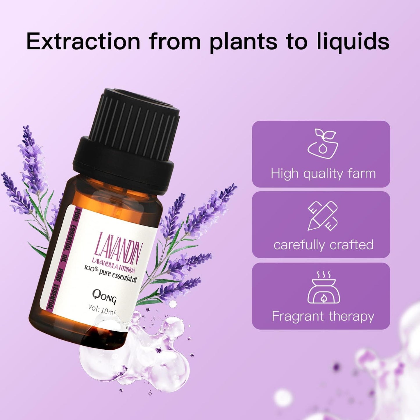 QONG Lavender Essential Oil Blend – Organic Essential Oil for Sleep, Hair Growth & Scalp Care | 10ml