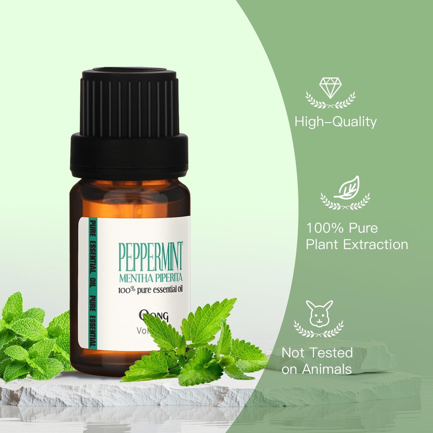 QONG Peppermint Essential Oil Blend – Organic Mint Oil for Hair Growth & Diffusers (10ml)