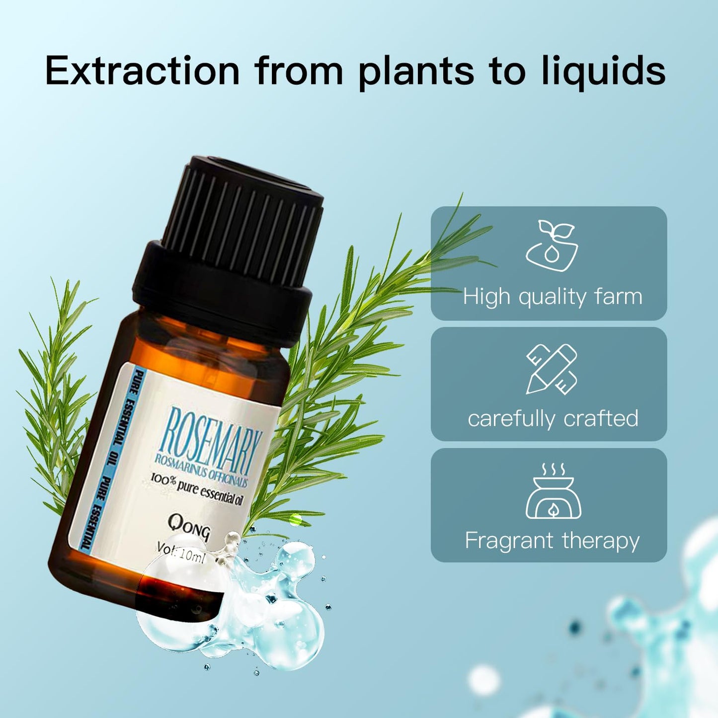 QONG Rosemary Essential Oil Blend 10ml – Hair, Skin, Nails & Aromatherapy