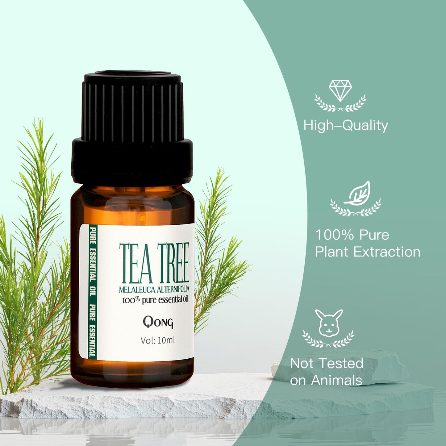 QONG Tea Tree Essential Oil Blend - 100% Pure, Undiluted 10mL for Diffuser, Anti-Dandruff & Anti-Itch