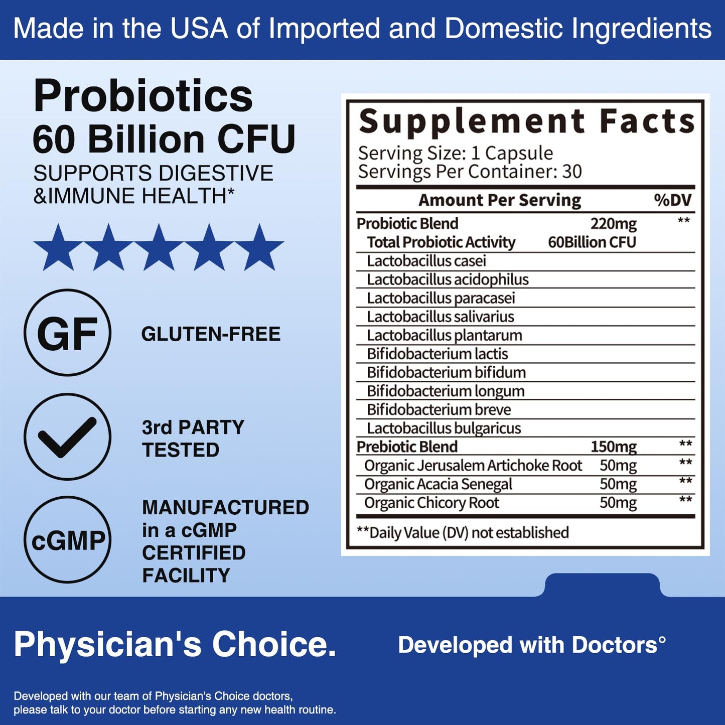 QRFWTX Acidophilus Probiotic 60B CFU | Gut Health & Immune Support