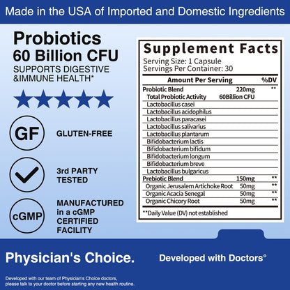 QRFWTX Acidophilus Probiotic 60B CFU | Gut Health & Immune Support