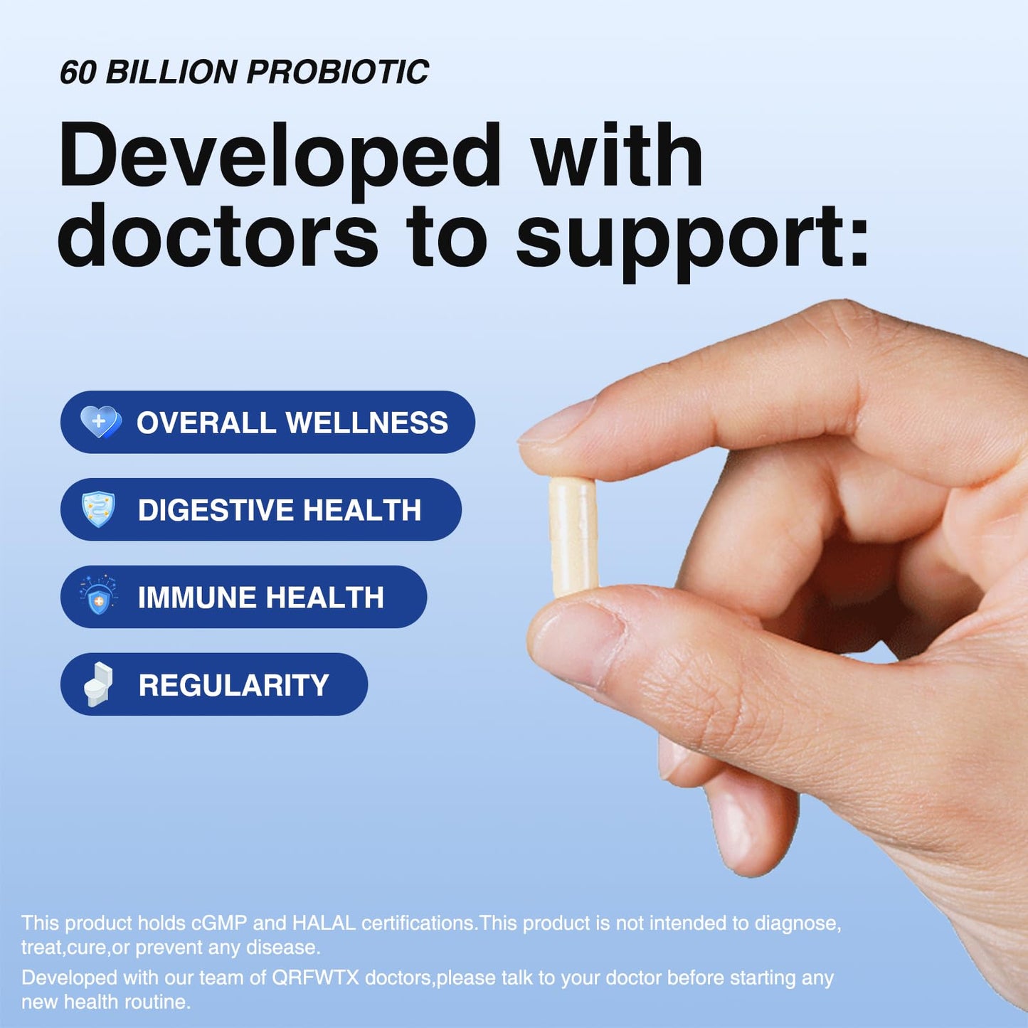 QRFWTX Acidophilus Probiotic 60B CFU | Gut Health & Immune Support