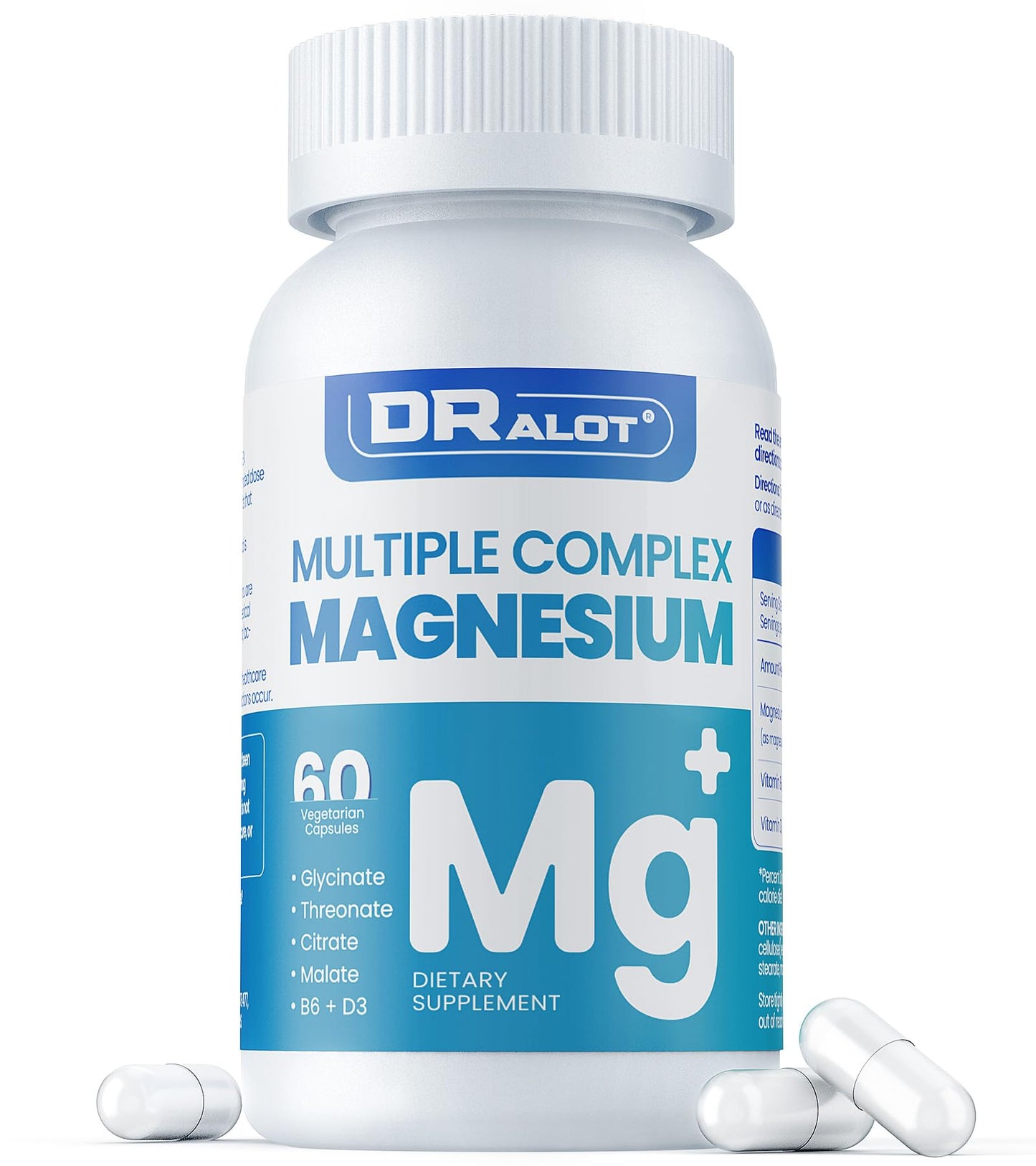 Quadruple Magnesium 400mg – Glycinate, L-Threonate, Citrate & Malate + D3 & B6 | 60 Vegan Caps