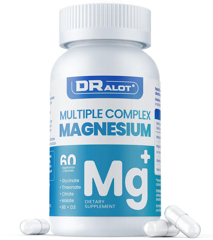 Quadruple Magnesium 400mg – Glycinate, L-Threonate, Citrate & Malate + D3 & B6 | 60 Vegan Caps