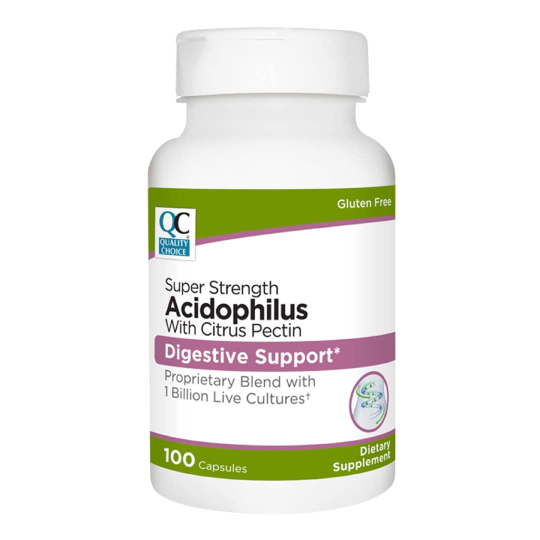 Quality Choice Digestive Support Acidophilus with Citrus Pectin – 100 Capsules | Probiotic Supplement
