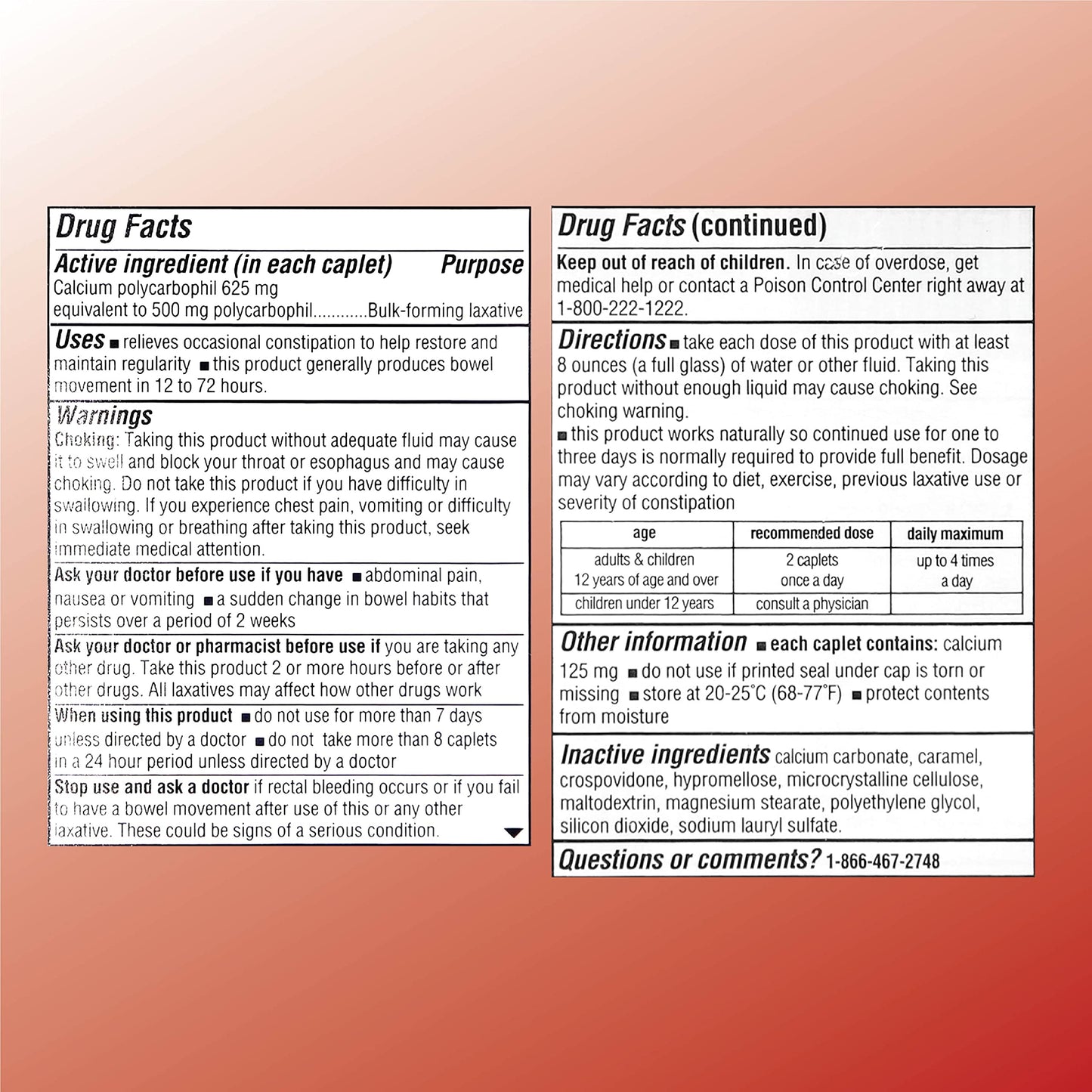 Quality Choice Fiber Therapy Caplets – Constipation Relief, Gas-Free, 90 Count