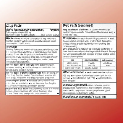 Quality Choice Fiber Therapy Caplets – Constipation Relief, Gas-Free, 90 Count