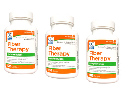 Quality Choice Fiber Therapy - Methylcellulose 500 mg, 100 Caplets (Pack of 3)