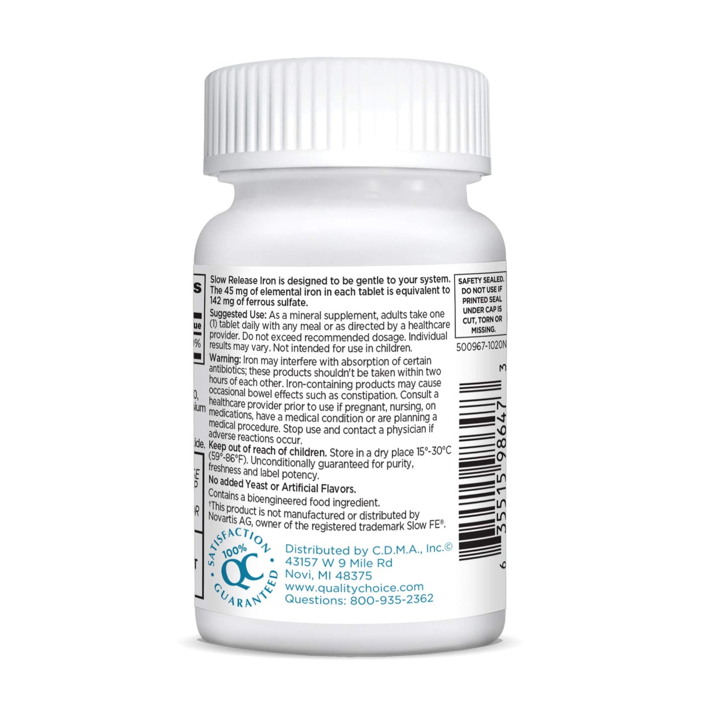 Quality Choice Iron High Potency Slow Release Tablets 45mg – 60 Tablets (Pack of 2)