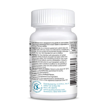 Quality Choice Iron High Potency Slow Release Tablets 45mg – 60 Tablets (Pack of 2)
