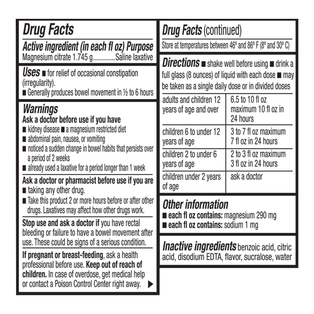 Quality Choice Magnesium Citrate 10oz Cherry – Saline Laxative