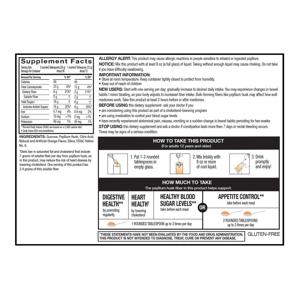 Quality Choice Psyllium Fiber Powder - Original Formula, 72 Doses for Digestive Support