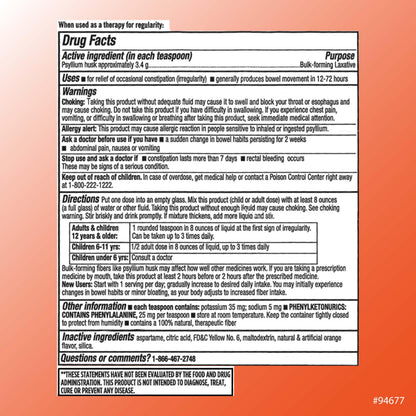 Quality Choice Sugar Free Fiber Powder - Orange Flavor, 48 Doses