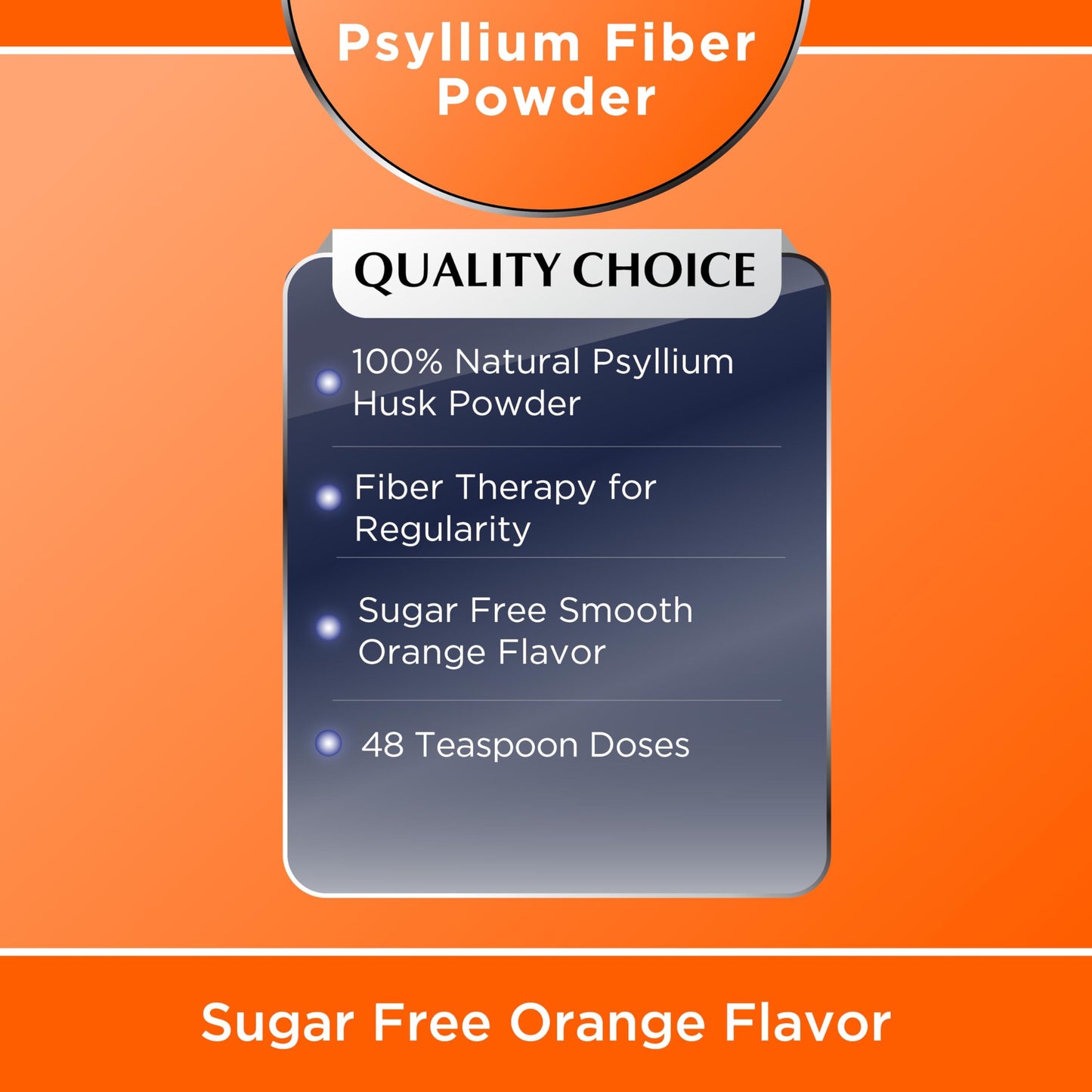Quality Choice Sugar Free Fiber Powder - Orange Flavor, 48 Doses