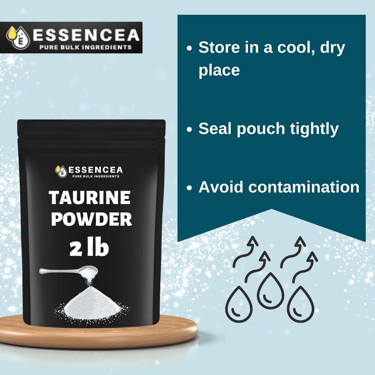 Essencea Taurine Powder 2 lb – 100% Taurine Pure Bulk