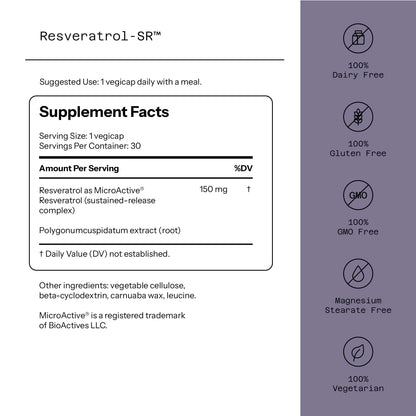 Quality of Life Resveratrol-SR | MicroActive Anti-Aging Resveratrol 30 Vegicaps