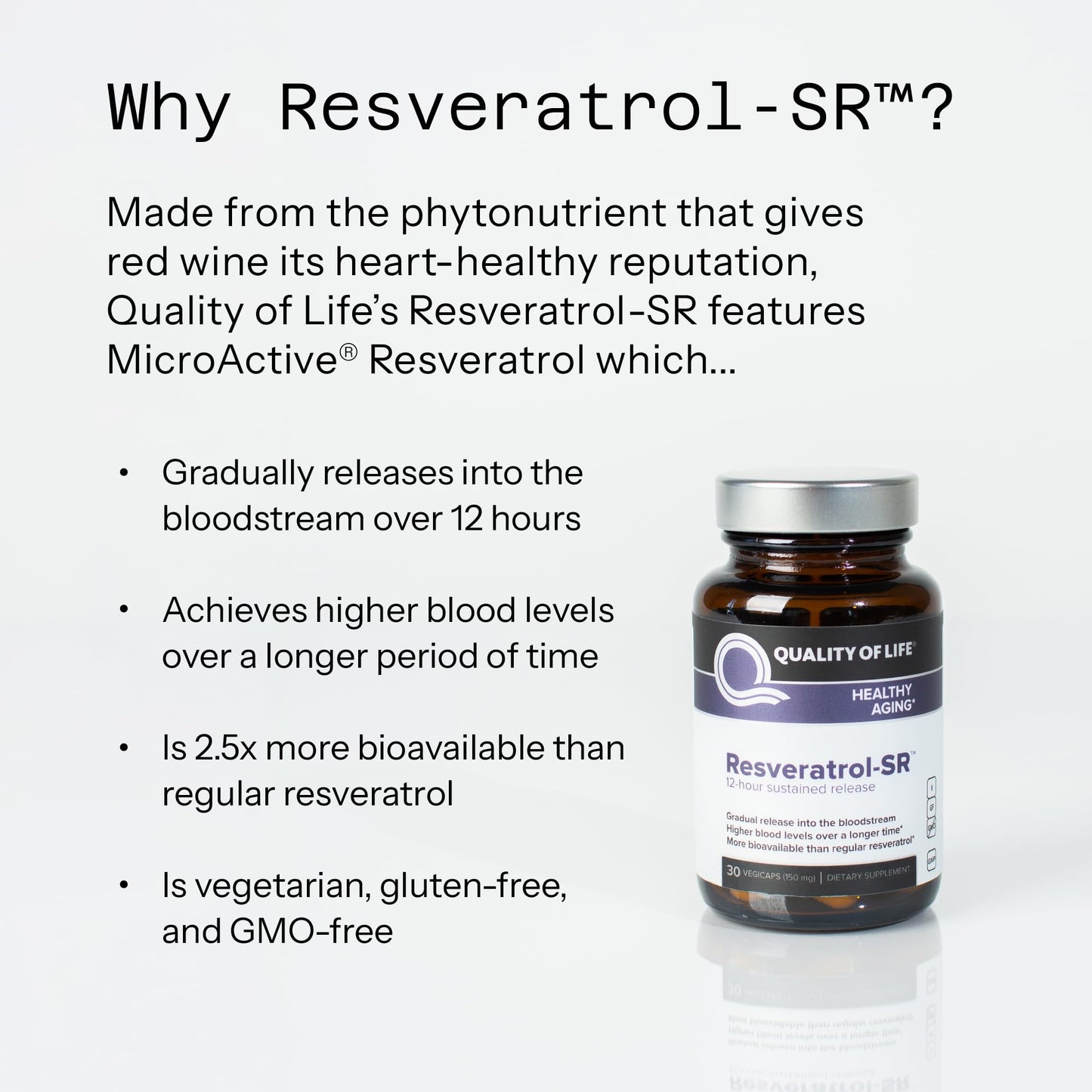 Quality of Life Resveratrol-SR | MicroActive Anti-Aging Resveratrol 30 Vegicaps