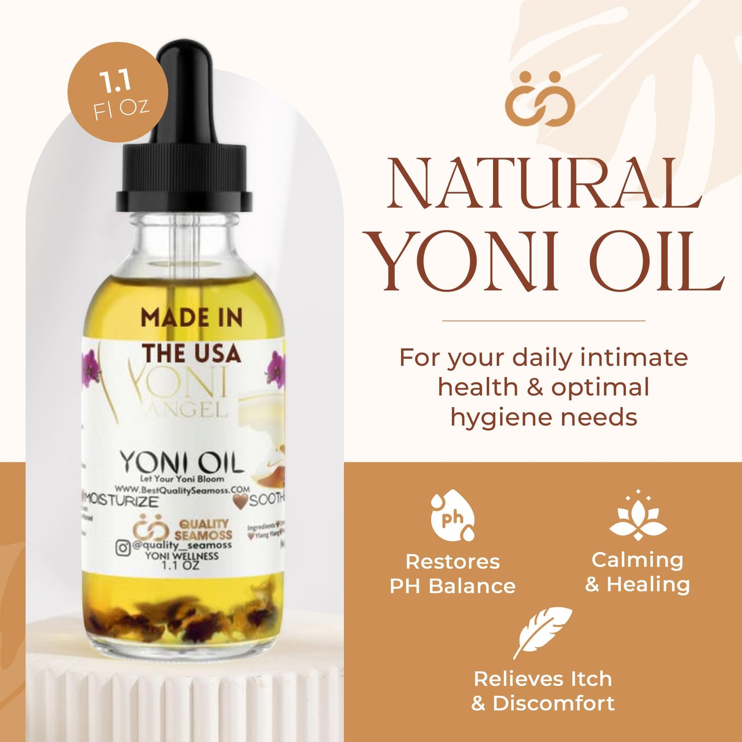 Quality Seamoss and Yoni Oil – Natural Mint Fresh Feminine Care, pH Balance, 1 oz