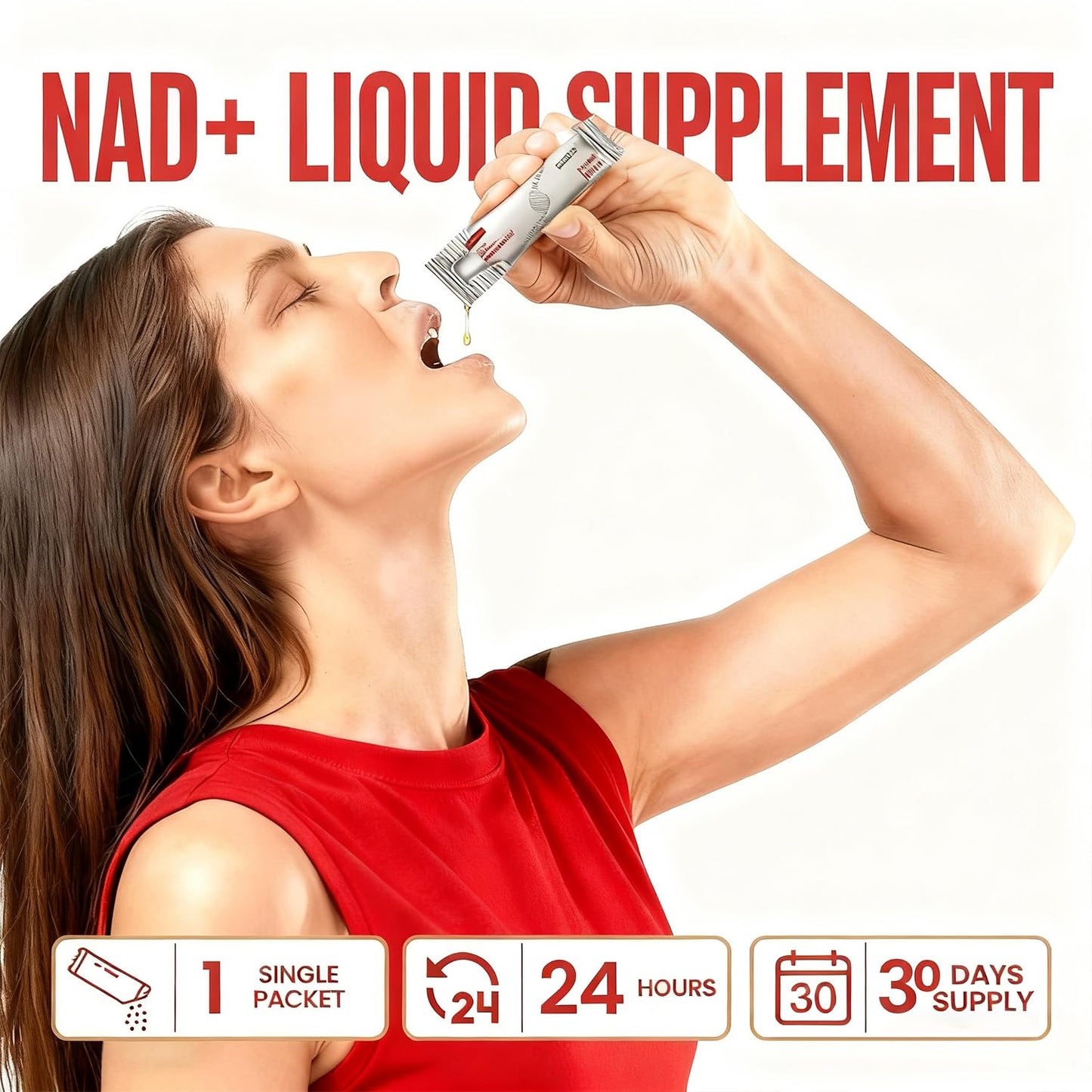 ALLBIZ NAD+ Liquid Supplement – Boost NAD+ Levels as We Age | 30 Packets