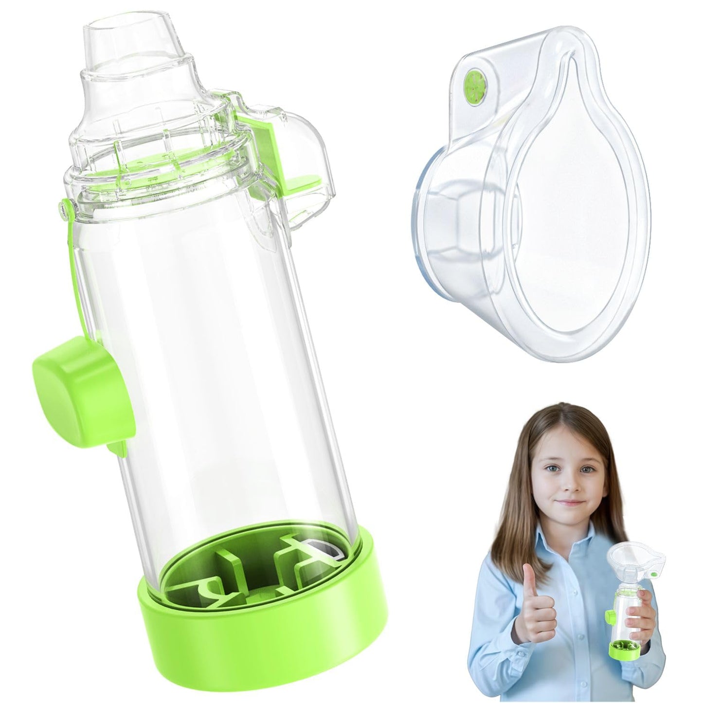 Quanler Nessi Soft Silicone Inhaler Spacer – Kids & Adults (Kids-Green)