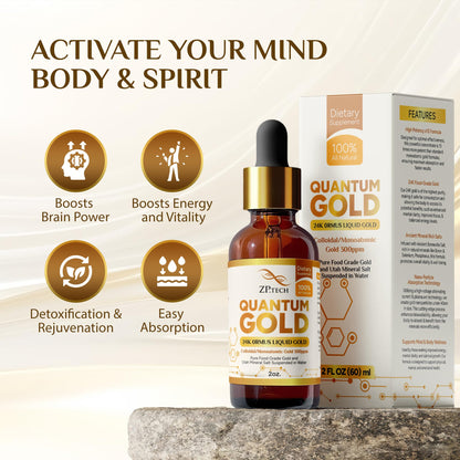 Quantum Gold Liquid Ormus Monoatomic Gold Elixir 24K – 2oz | Pineal Activation & Lucid Dreaming