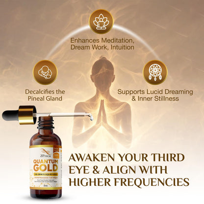 Quantum Gold Liquid Ormus Monoatomic Gold Elixir 24K – 2oz | Pineal Activation & Lucid Dreaming