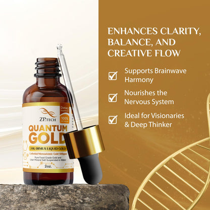 Quantum Gold Liquid Ormus Monoatomic Gold Elixir 24K – 2oz | Pineal Activation & Lucid Dreaming