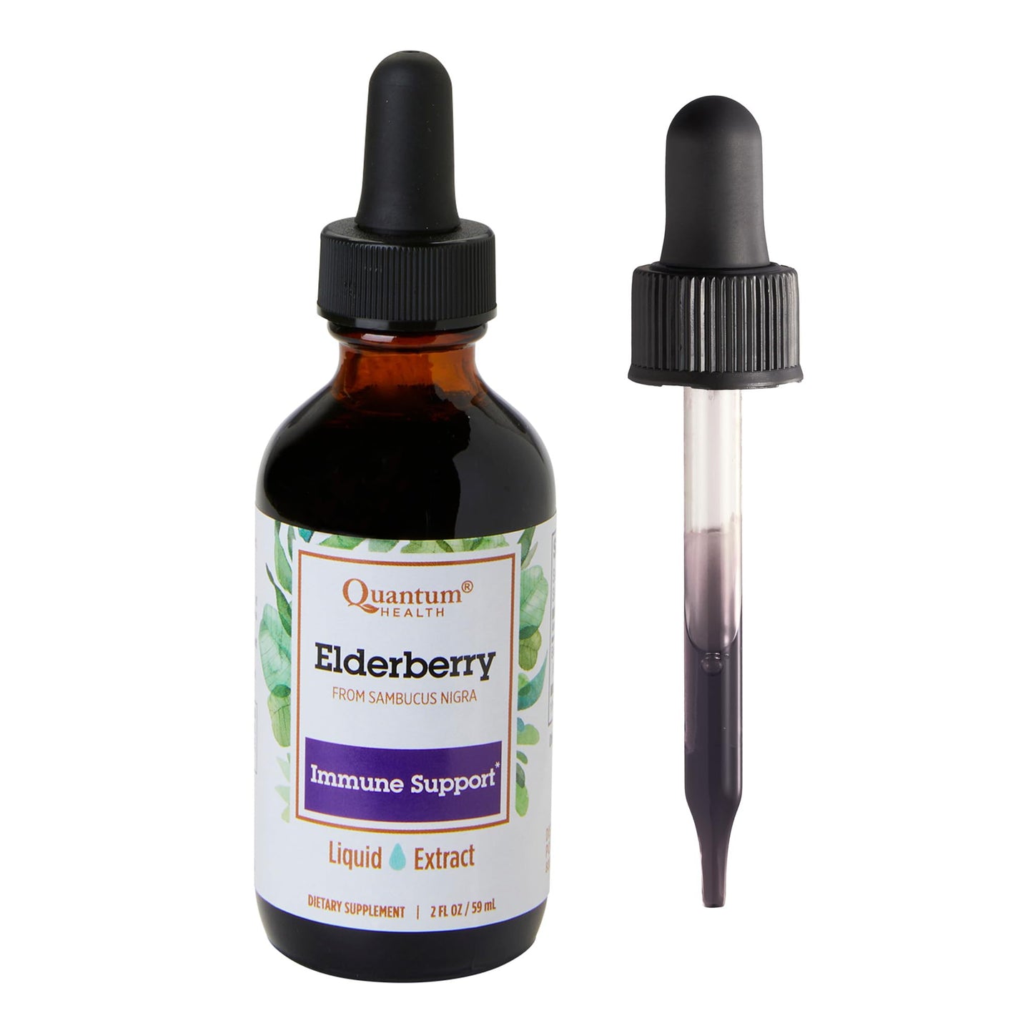 Quantum Health Black Elderberry Liquid Extract 700mg | Immune Support (Sambucus nigra) 2oz - Vegan
