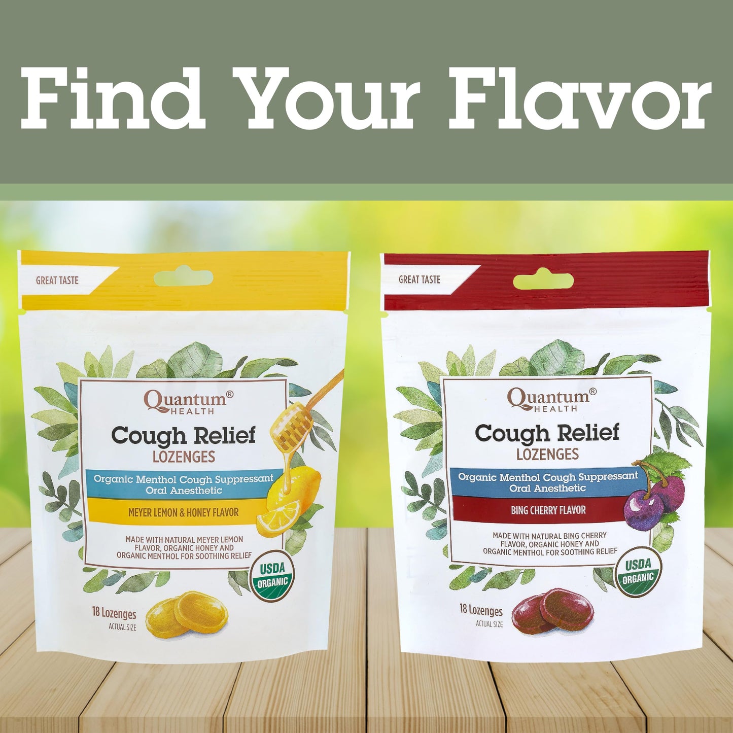 Quantum Health Organic Cough Relief Lozenges – Meyer Lemon & Honey, 18 Count