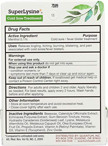 Quantum Health Lysine Cream 0.25 oz | Cold Sore Relief with L-Lysine & Vitamins