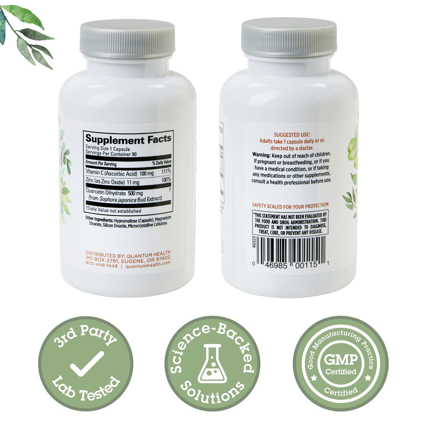 Quantum Health Quercetin+ 500mg Immune Support - Zinc & Vitamin C, 90 Capsules