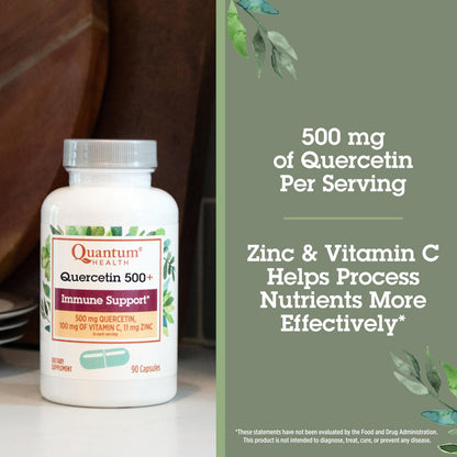 Quantum Health Quercetin+ 500mg Immune Support - Zinc & Vitamin C, 90 Capsules