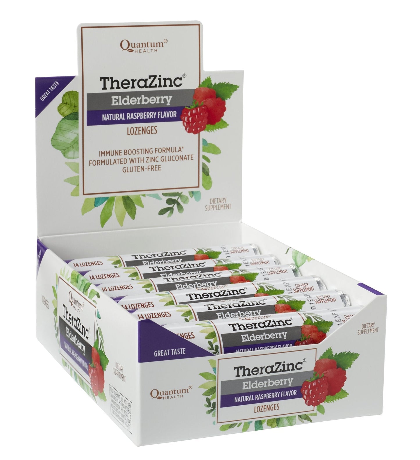 Quantum Health TheraZinc Zinc Lozenges – Elderberry Raspberry, Immune Support, Zinc Gluconate, 14 Count