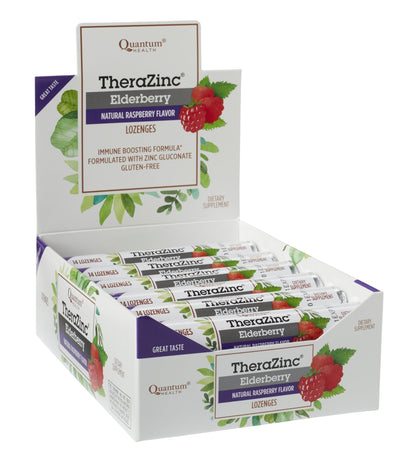 Quantum Health TheraZinc Zinc Lozenges – Elderberry Raspberry, Immune Support, Zinc Gluconate, 14 Count