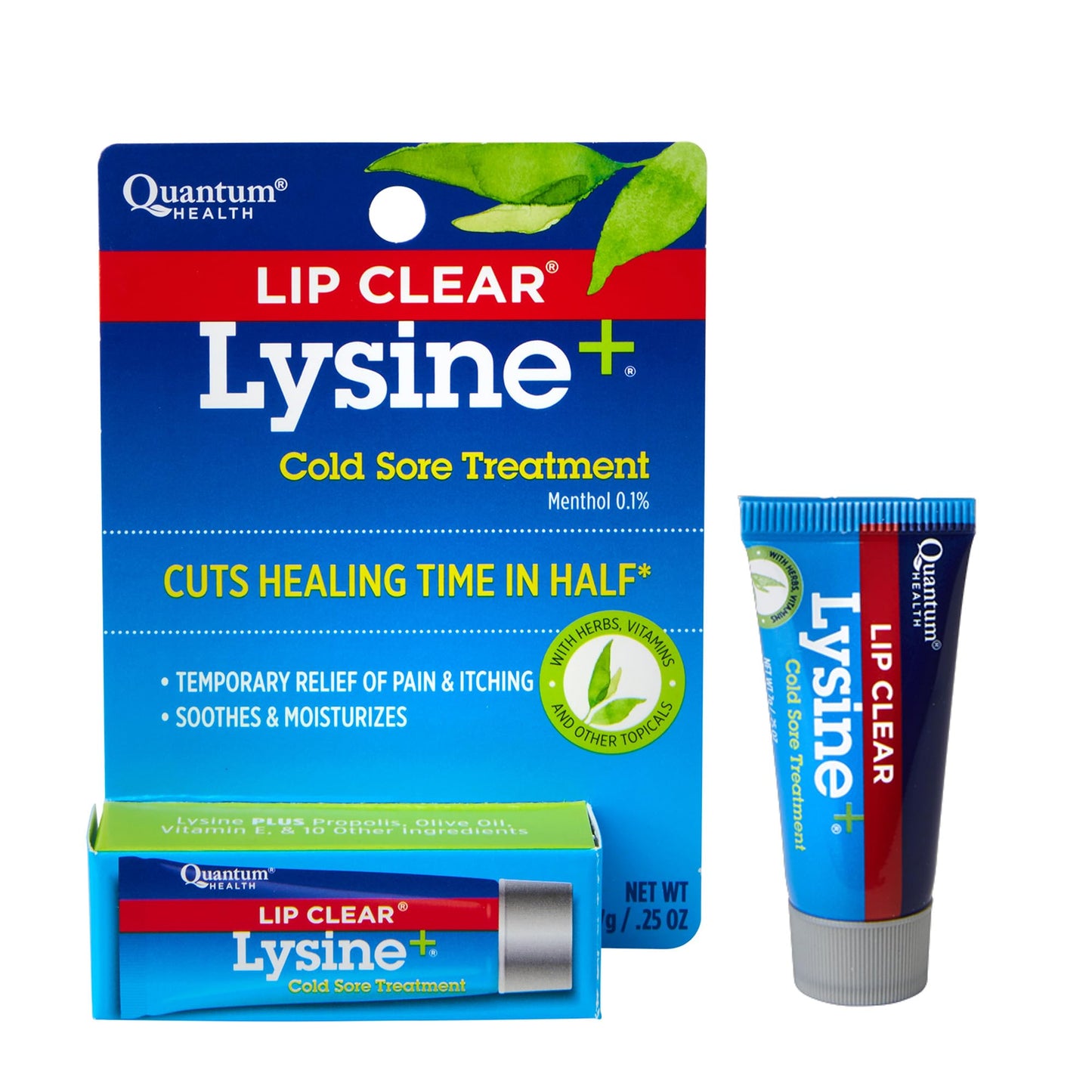 Quantum Lip Clear Lysine+ Cold Sore Treatment | Menthol, Calendula & Propolis Ointment 0.25 oz