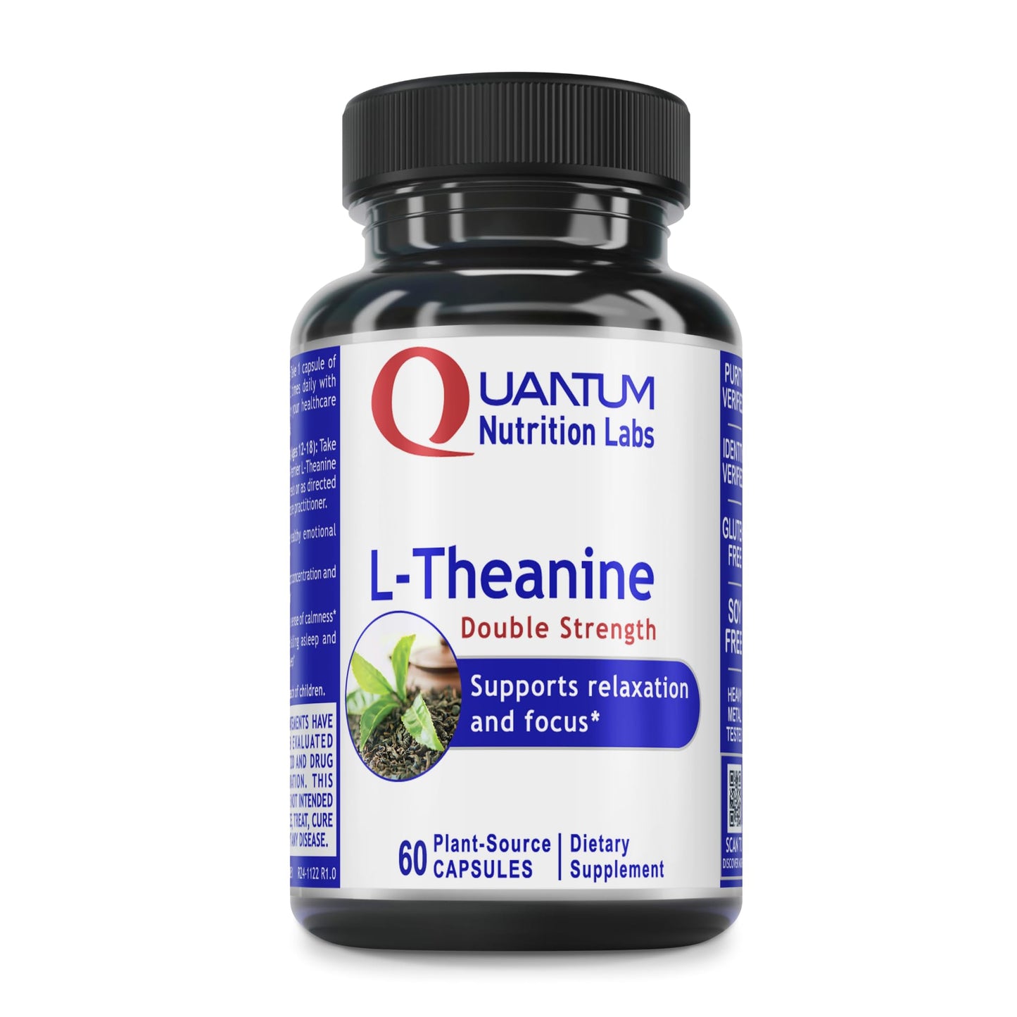 Quantum Nutrition Labs L-Theanine Extra Strength 200mg – Focus & Relaxation (60 Vegan Capsules)