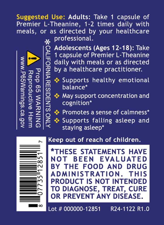 Quantum Nutrition Labs L-Theanine Extra Strength 200mg – Focus & Relaxation (60 Vegan Capsules)