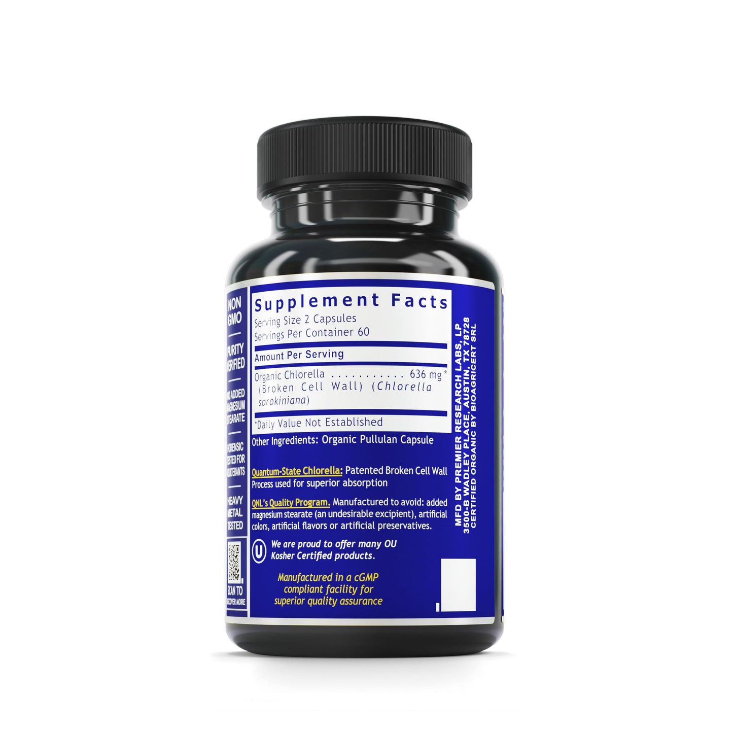 Quantum Chlorella Capsules | Organic Chlorophyll Supplement - 120 Vegetarian Capsules