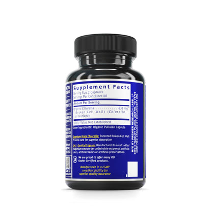 Quantum Chlorella Capsules | Organic Chlorophyll Supplement - 120 Vegetarian Capsules