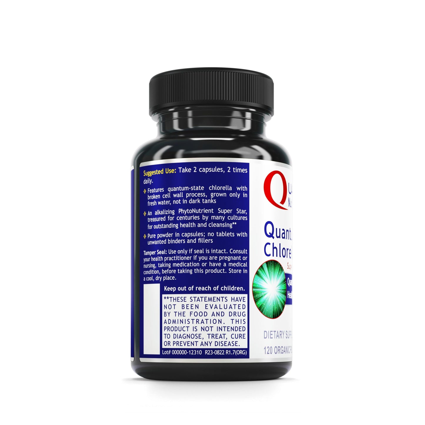 Quantum Chlorella Capsules | Organic Chlorophyll Supplement - 120 Vegetarian Capsules