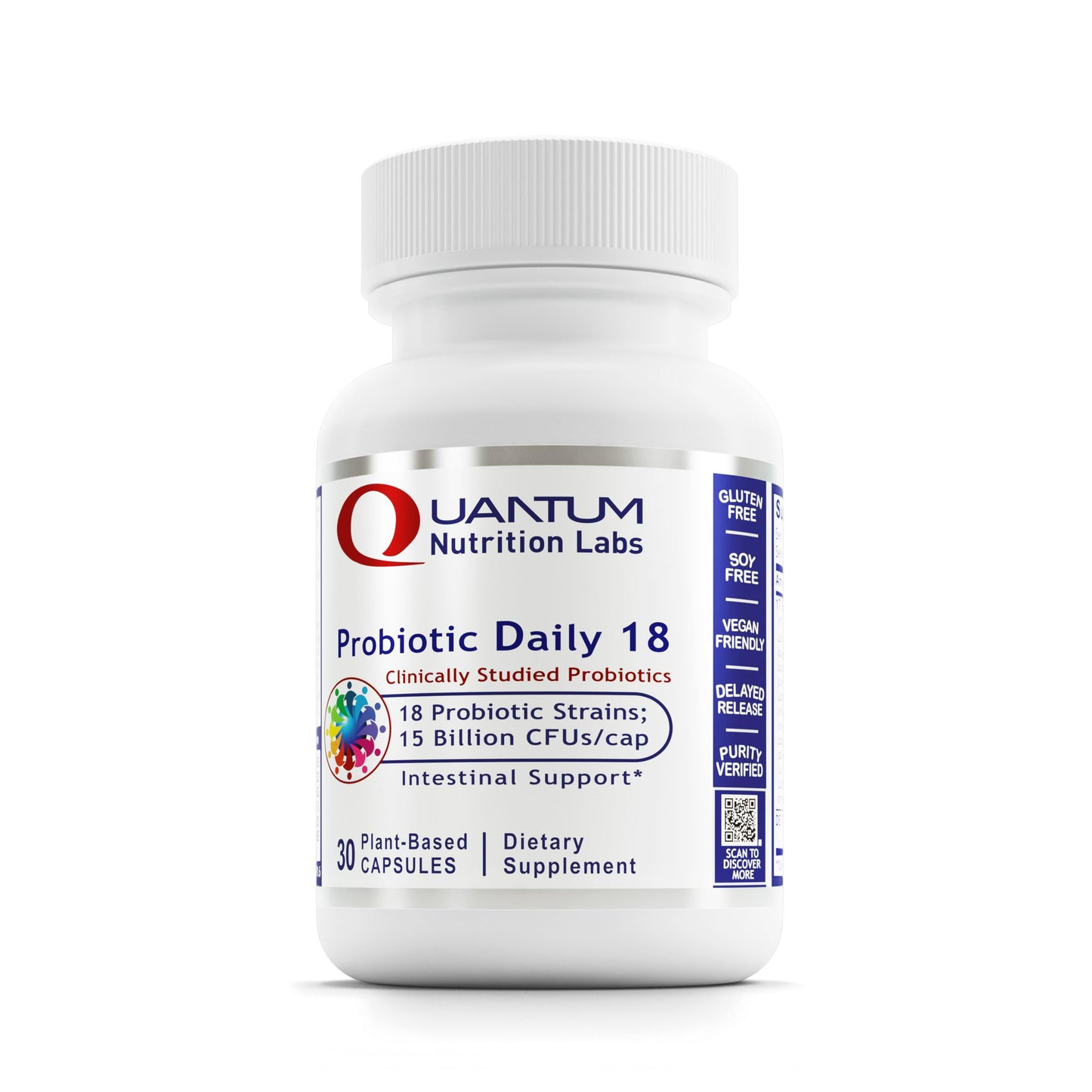 Quantum Nutrition Labs Probiotic Daily 18 – Digestive Health Probiotics (30 Vegetarian Capsules)